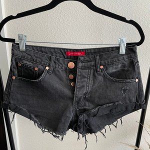 Signature distressed shorts, black size small